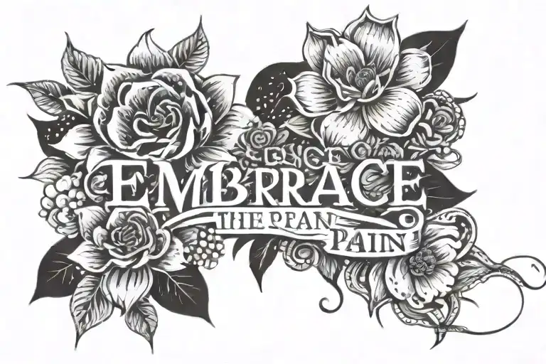 Embrace the pain quote tattoo design idea