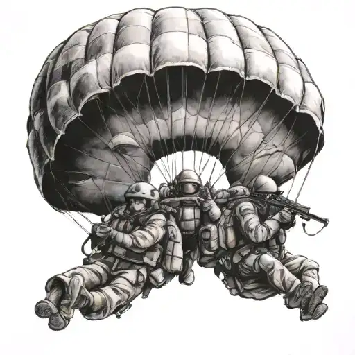 Airborne troops,parachute tattoo design idea