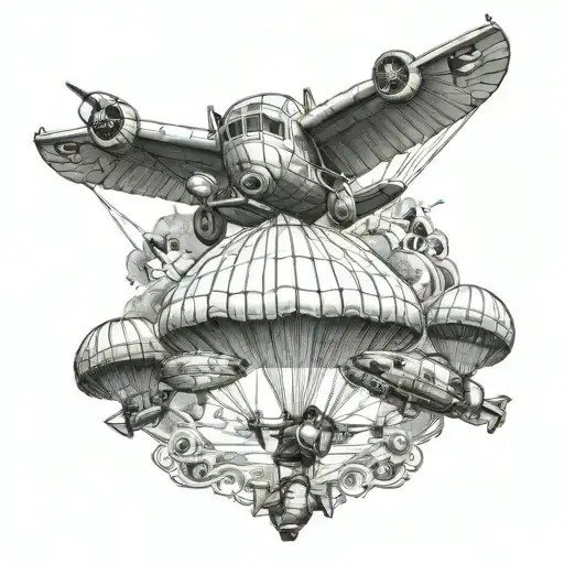 Airborne troops,parachute tattoo design idea