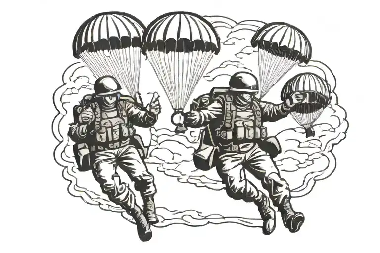 Airborne troops,parachute tattoo design idea