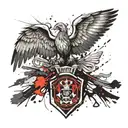 Airborne forces against the background of the Russian coat of arms tattoo design idea