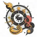 black club, then surround it with a moon and then the milky way, then have, Taurus, Aries, Aquarius constellations tattoo design idea