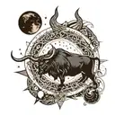 black club, then surround it with a moon and then the milky way, then have, Taurus, Aries, Aquarius constellations tattoo design idea