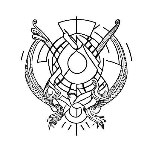 letter T and N with the signs of scorpio and Taurus in minimalist design tattoo design idea