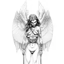 sexy nude valkyrie for thigh tattoo design idea