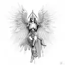 sexy nude valkyrie for thigh tattoo design idea