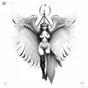 sexy nude valkyrie for thigh tattoo design idea