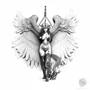 sexy nude valkyrie for thigh tattoo design idea