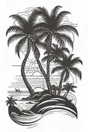 beach setting with palm trees tattoo design idea
