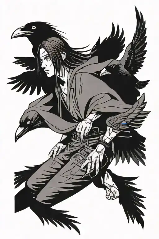 Itachi Uchiha with crows tattoo design idea