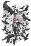 Itachi Uchiha with crows tattoo design idea