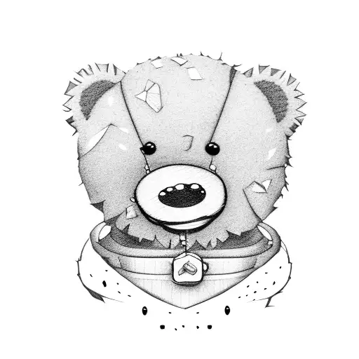 A collection of random cute objects like a teddy bear, cupcake, and smiley face tattoo design idea