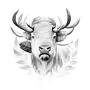 Carabao with Roman Leaves tattoo design idea