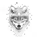 A dotwork tattoo of a wolf howling at the moon with a Game of Thrones inspired background tattoo design idea