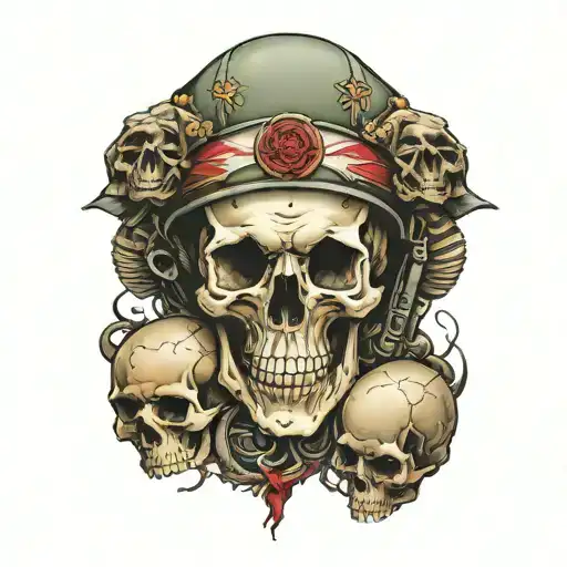 paratrooper british army skulls surrounded tattoo design idea