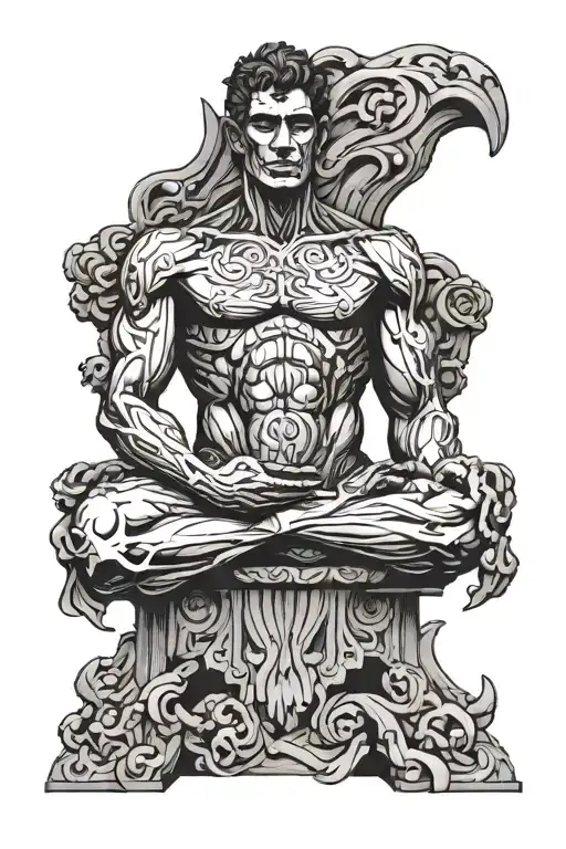 oscar's statue full body tattoo design idea