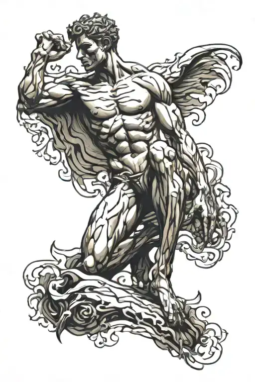 oscar's statue full body tattoo design idea