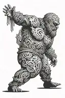 oscar's statue full body shaped like tattoo design idea