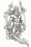 Poseidon holding a trident tattoo design idea