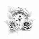 dove with rose and clock tattoo design idea