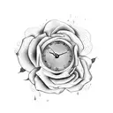 dove with rose and clock tattoo design idea
