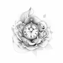 dove with rose and clock tattoo design idea