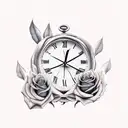 dove with rose and clock tattoo design idea