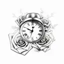 dove with rose and clock tattoo design idea