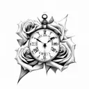 dove with rose and clock tattoo design idea