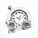 dove with rose and clock tattoo design idea