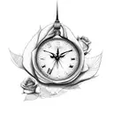 dove with rose and clock tattoo design idea