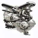 firefighter, parachutist, paratrooper, forest, helicopter, plane, fire tattoo design idea