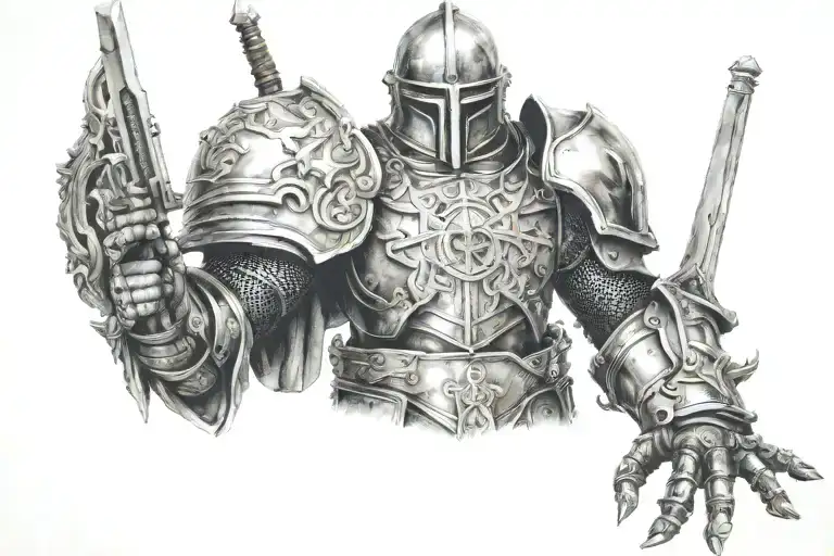 armor of god surrounded tattoo design idea