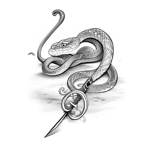 snake and sword tattoo design idea