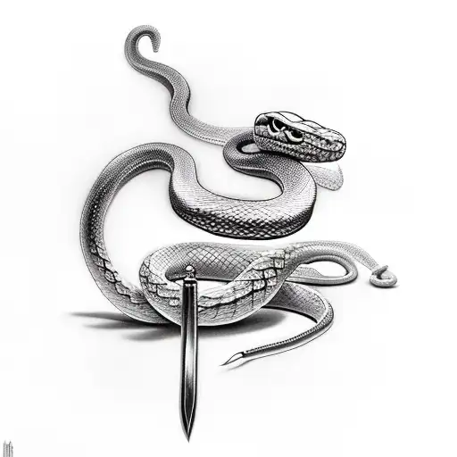 snake and sword tattoo design idea