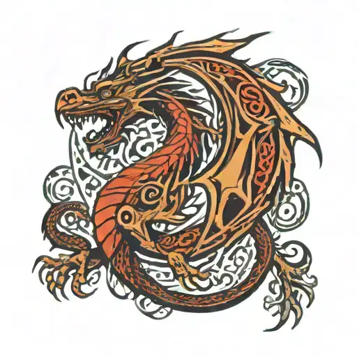 celtic dragon emerging tattoo design idea
