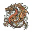 celtic dragon emerging tattoo design idea