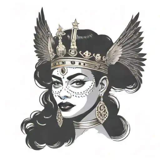 Queen Vibez name incorporated representing high vibration and royalty tattoo design idea