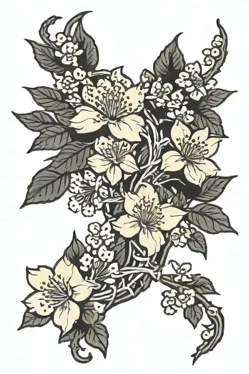 spine tattoo design featuring cherry blossoms and cool vines  tattoo design idea