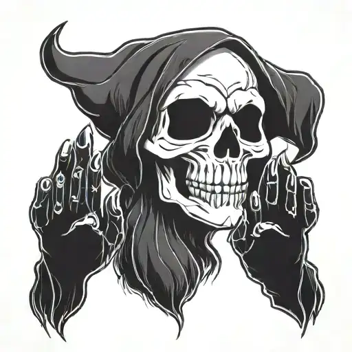 ghost with a skull mask and paws tattoo design idea