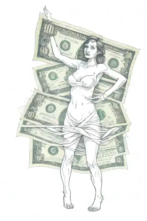 woman in towel that's a 100 dollar bill tattoo design idea