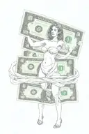 woman in towel that's a 100 dollar bill tattoo design idea
