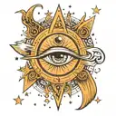 eye clairvoyance sees the truth and the future magic stars tattoo design idea