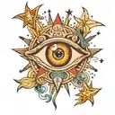 eye clairvoyance sees the truth and the future magic stars tattoo design idea
