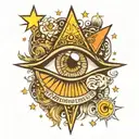eye clairvoyance sees the truth and the future magic stars tattoo design idea