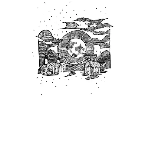 full moon farm tattoo design idea