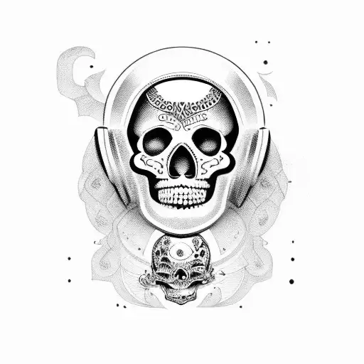 mexican skull with helmet tattoo design idea