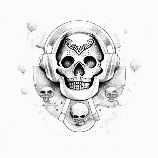 tekno mexican skull with helmet and moustache tattoo design idea