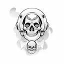 mexican skull with helmet tattoo design idea