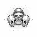tekno mexican skull with helmet and moustache tattoo design idea